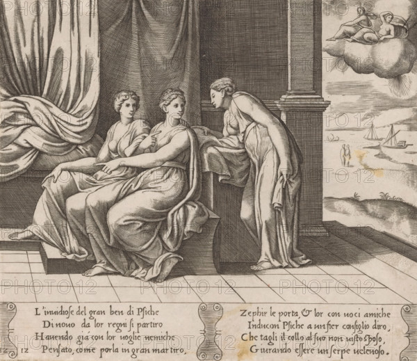 Psyche is convinced by her sisters, Story of Cupid and Psyche, print, Series number, 12, 32, Psyche