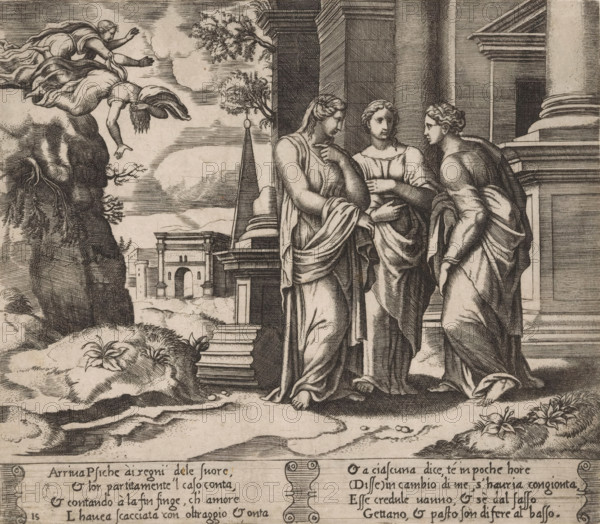 Psyche reports to her sisters, Story of Cupid and Psyche, print, Series number, 15, 32, Psyche