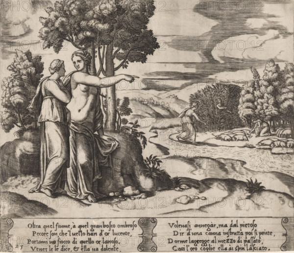 Psyche goes to look for the golden wool, Story of Amor and Psyche, print, Series number, 23, 32,