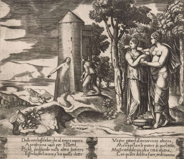 Psyche on her way to the Underworld, Story of Amor and Psyche, print, Series number, 24, 32, Venus