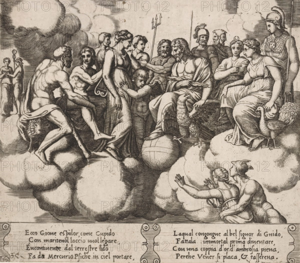 Meeting of gods regarding the fate of Psyche, Story of Cupid and Psyche, print, Series number, 30,