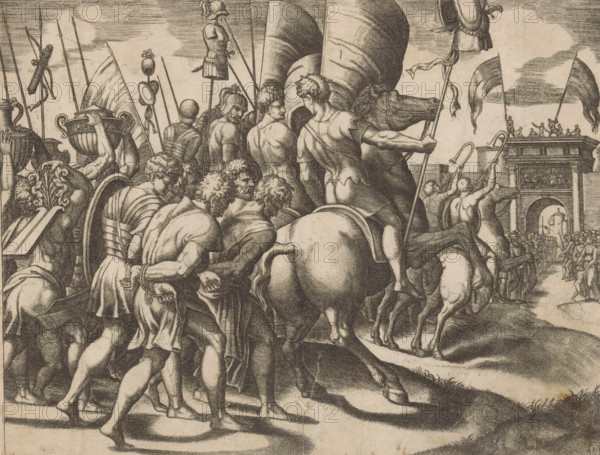 Triumph of Scipio, print, Triumphal procession of Scipio Africanus in Rome after his victory over