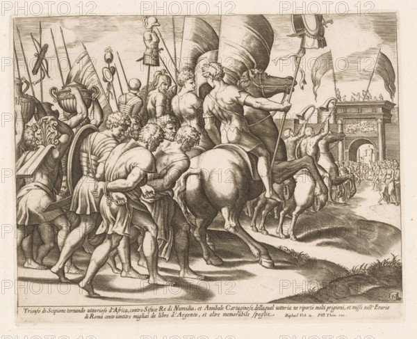 Triumph of Scipio, print, Triumphal procession of Scipio Africanus in Rome after his victory over