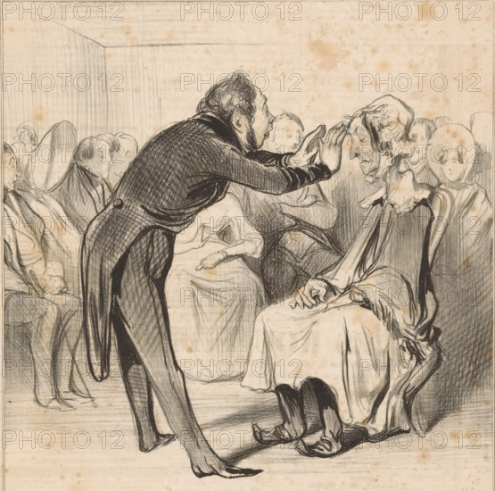 Robert Macaire magnetizes Bertrand, disguised as an old woman, Robert Macaire magnetizer,