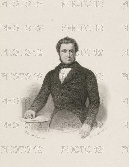JJL ten Kate, Portrait of Jan Jacob Lodewijk ten Kate, print, Half-length frontal portrait of Jan