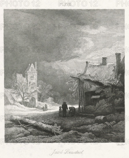 Dutch Masters, Winter landscape with tower, print, Series number, 18, 25, A winter landscape with