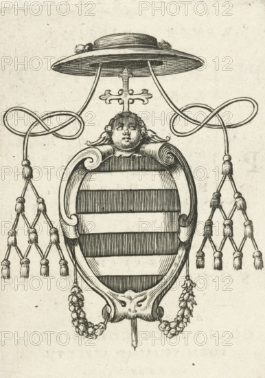 Coat of arms of Cardinal Petrus Aloysius Carafa, print, book illustration, Coat of arms of Cardinal