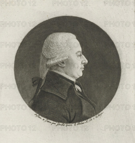Portrait of Cornelis van Lennep, print, physionotrace, Portrait in a round frame of Cornelis van