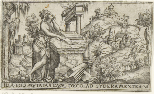 Penance, Female allegories in landscapes, print, number: '72', printmaker: Virgilius Solis,