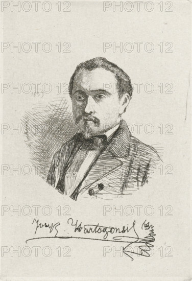 Self-portrait of Joseph Hartogensis, print, Bust facing left of Joseph Hartogensis., printmaker: