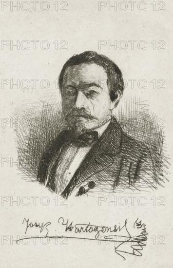 Self-portrait of Joseph Hartogensis, print, Bust facing left of Joseph Hartogensis., printmaker: