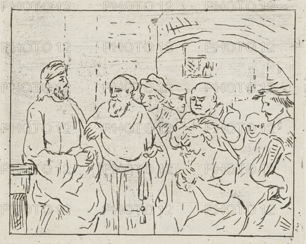 Christ and the Adulterous Woman, print, Inspired by Rembrandt's 'Christ and the Adulterous Woman'.