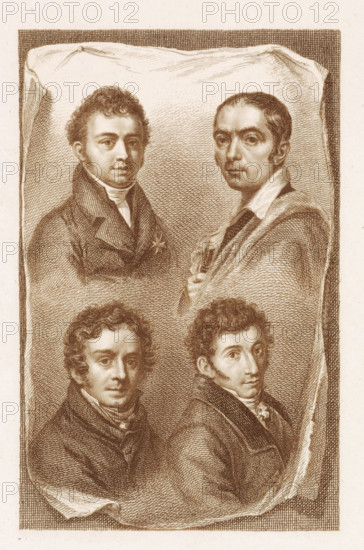 Portraits of Jan Willem Pieneman, Cornelis Cels, Pieter Christoffel Wonder and Paul Joseph