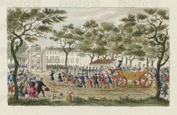 Welcome of the Princess of Orange and the children, 1787, print, Welcome of the Princess of Orange