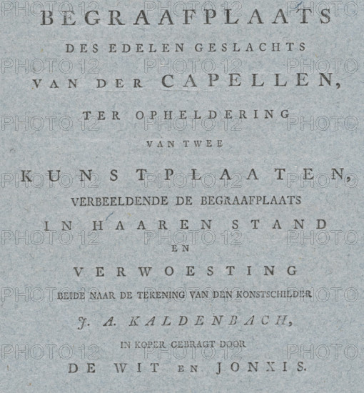 Book accompanying two prints with images of the cemetery of the Van der Capellen family, Reporting