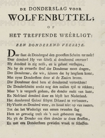 Satirical verse on the Duke of Brunswick, 1784, The Thunderclap for Wolfenbuttel, or The Striking