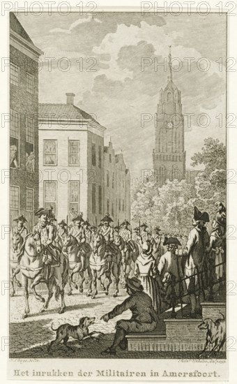 The Entry of the Soldiers into Amersfoort, Entry of soldiers into Amersfoort, 1785, print, By order