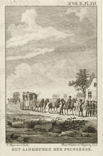 Arrest of the Princess at Goejanverwellesluis, 1787, The arrest of the princess, print, Arrest of