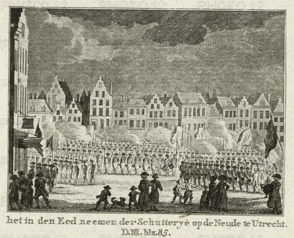 the taking of the oath by the Militia on the Neude in Utrecht, Swearing-in of the militia in