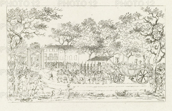 Welcome of the Princess of Orange and the children, 1787, print, Welcome of the Princess of Orange