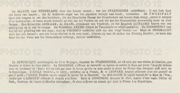 Explanation accompanying the print: Allegory on the restoration of William V as Stadtholder, 1787,