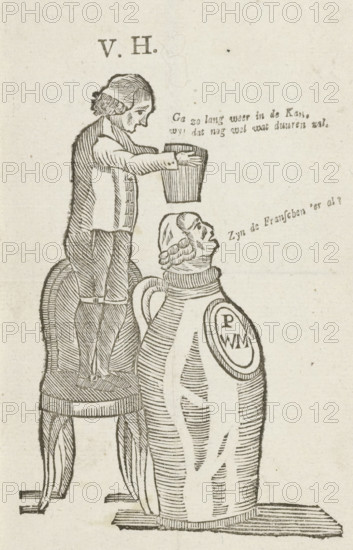 Caricature of Pieter Witmond, 1787, cartoon, print, Caricature of the Amsterdam patriot delegate