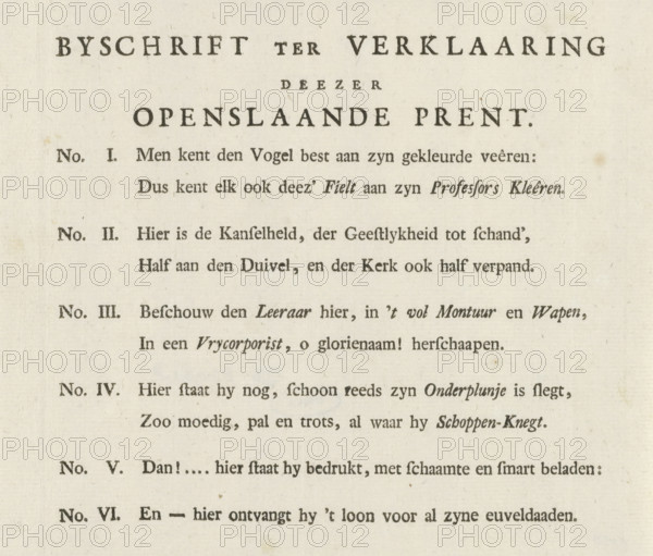 Caption for the Explanation of this Fold-Open Print, Text sheet accompanying the caricature of