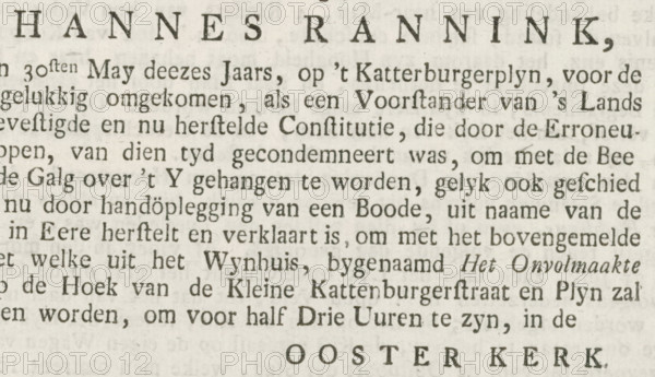 Funeral invitation of Johannes Rannink, invitation, text sheet, Funeral invitation with the