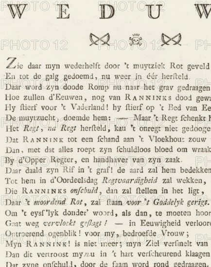 The Weeping Widow, Epitaph for Johannes Rannink, text sheet, poem, Sheet with an epitaph for