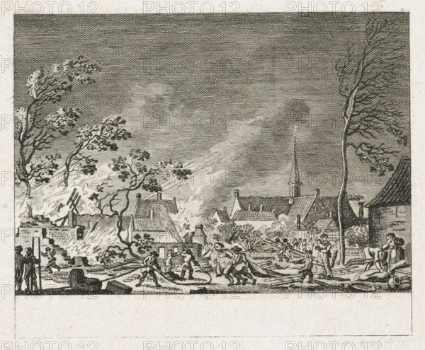 Fire in Amstelveen, 1792, print, Great fire in Amstelveen on June 25, 1792., printmaker: Cornelis