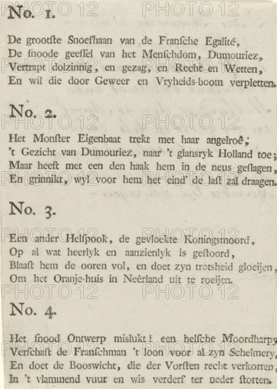 Text sheet accompanying the fold-out caricature of Dumouriez, 1793, cartoon, text sheet, Text sheet