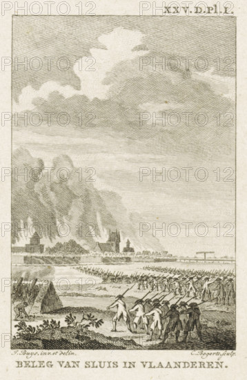 Siege of Sluis in Flanders, Siege of Sluis, 1794, print, Sluis, besieged and captured by the French