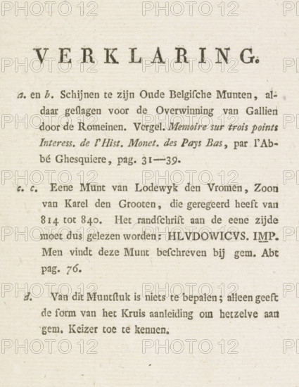 Explanation, Explanation accompanying the print with the silver coins found on the beach near