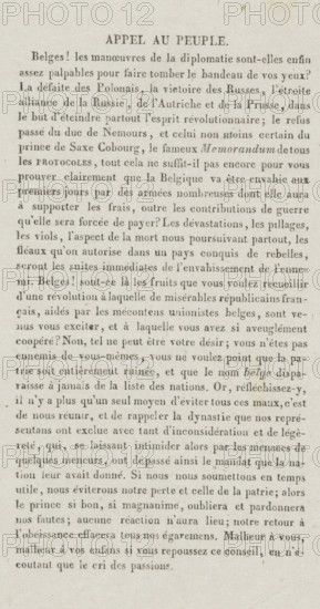 Appeal to the people, Leaflet concerning the election of the Belgian king, 1831, text sheet,