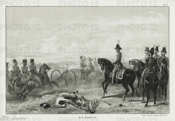 Battle of Leuven, 1831, print, historical print, The Prince of Orange surveys the battlefield