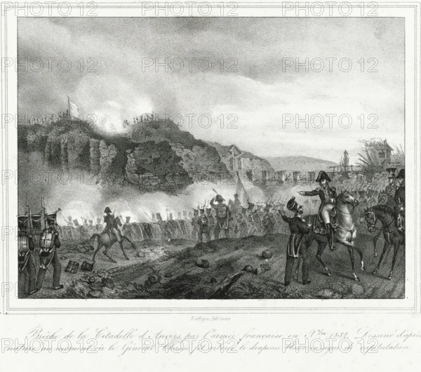 Bridge of the Citadel of Antwerp, by the French army, on December 1832. Drawn from nature at the