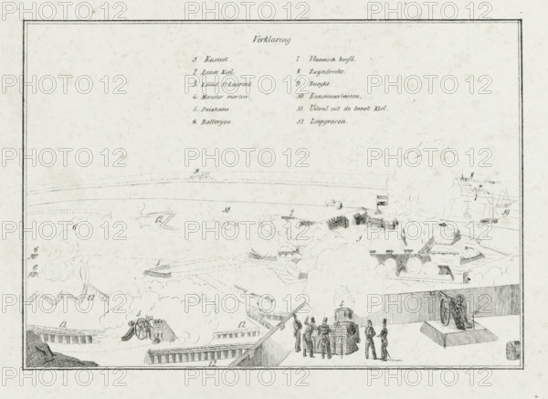 Key to the print of the siege of the Citadel of Antwerp, December 1832, print, Key or explanation