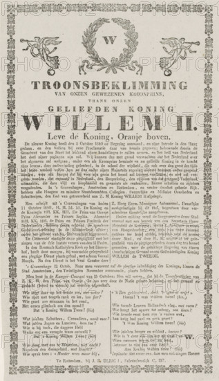 Ascension to the throne of our former Crown Prince, now our beloved King William II, Song of joy