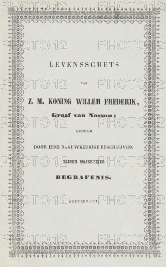 Booklet with two plates of the death of King William I in Berlin, 1843, Biographical sketch of H.M.