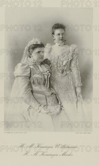 Portrait of Emma, Queen Regent of the Netherlands, and Wilhelmina, Queen of the Netherlands,