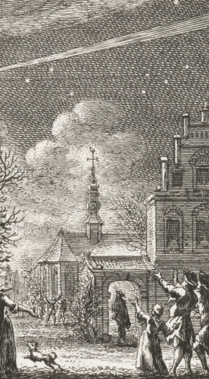 The Comet of 1681, print, historical print, The comet visible in the west of the Netherlands in the