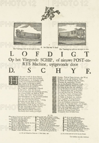 Ode to the Flying Vessel of Daam Schijf, 1743, Ode to the Flying Ship, or new Post and Travel