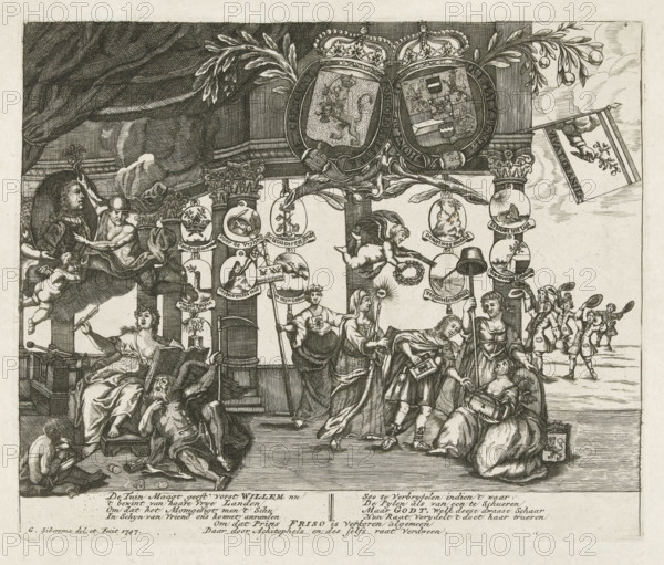 Allegory on the Elevation of William IV, 1747, print, Allegory on the Elevation of William IV as