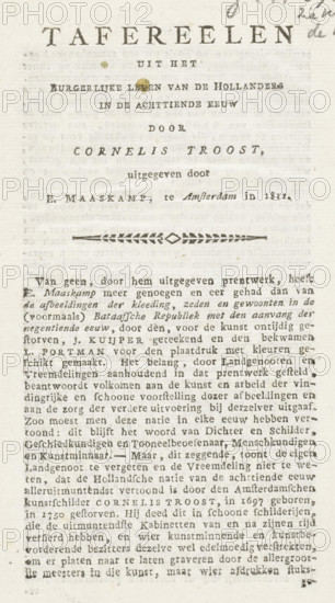 Scenes from the Bourgeois Life of the Dutch in the Eighteenth Century by Cornelis Troost, published
