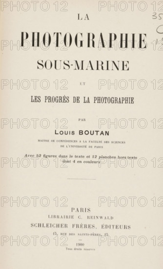 La photographie sous-marine et les progrès de la photographie, book, writer (clerical worker):