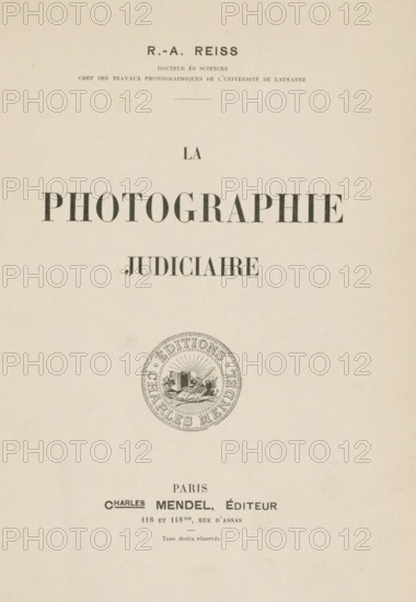 La photographie judiciaire, book, name: 'Reinders', writer (clerical worker): Rodolphe Archibald