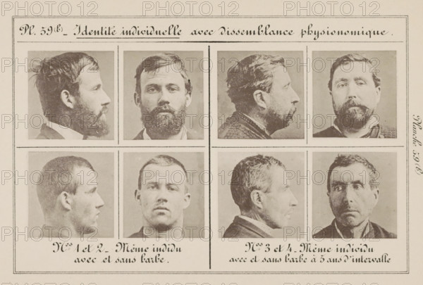 Eight images of two men, taken at different times and with and without facial hair, Individual
