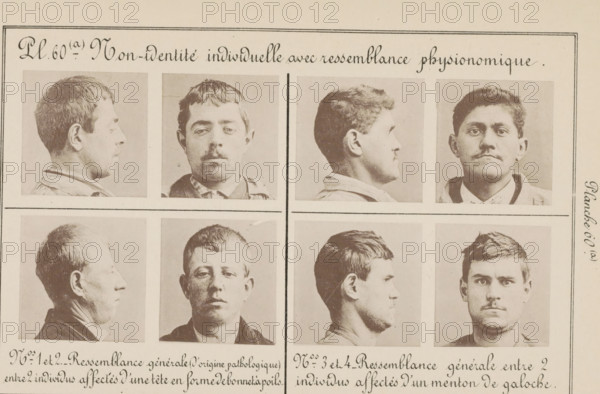 Eight portraits of four men with similar physical characteristics, Non-identité individuelle avec