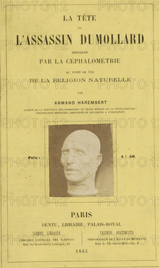 Plaster model of the head of serial killer Martin Dumollard, photograph, page, in or after 1862 -