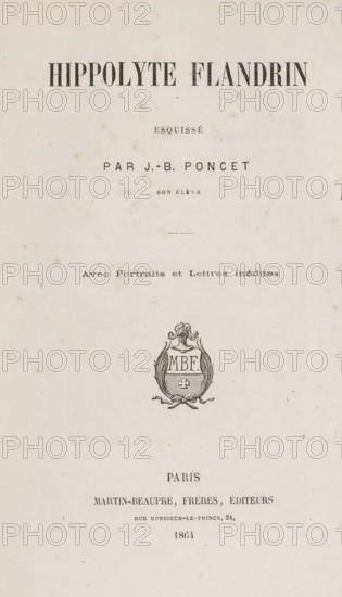 Portrait presumably of Hippolyte Flandrin, photograph, page, photographer: Charles Leymarie, Paris,